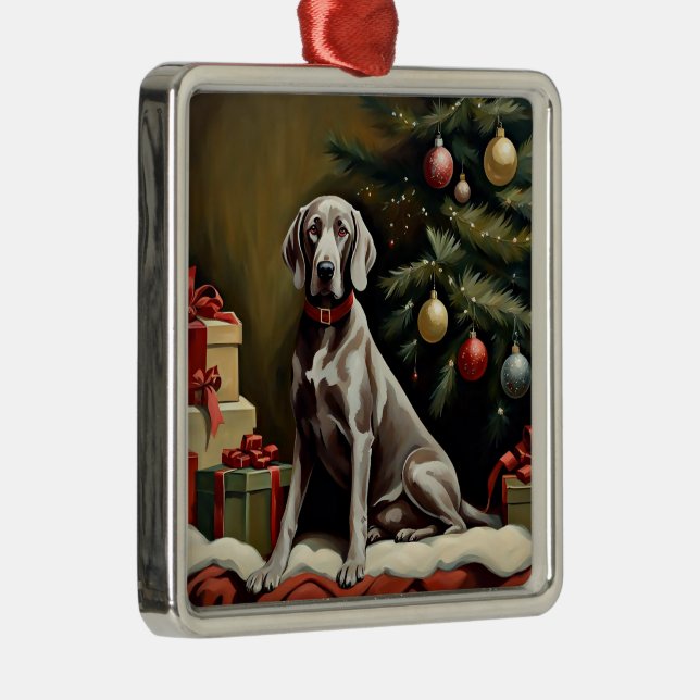 Weimaraner dog Christmas Metal Tree Decoration (Right)