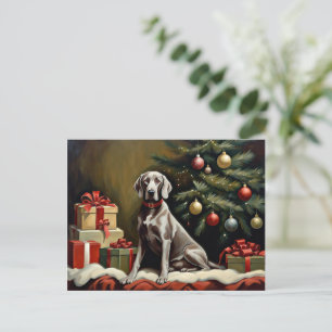 Weimaraner dog Christmas Postcard