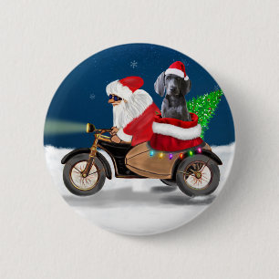 Weimaraner Dog Christmas Santa Claus 6 Cm Round Badge