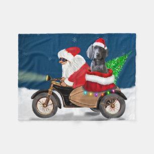 Weimaraner Dog Christmas Santa Claus  Fleece Blanket