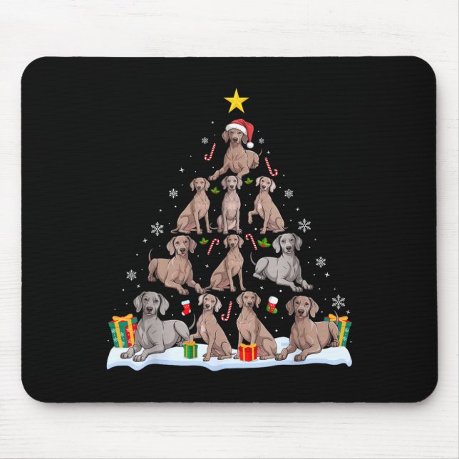 Weimaraner Dog Christmas Tree Xmas Pet Dogs Lover  Mouse Pad (Front)