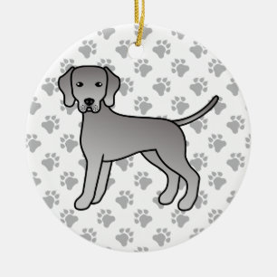 Weimaraner Dog Cute Cartoon Illustration Ceramic Tree Decoration