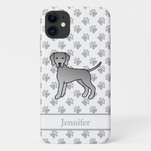 Weimaraner Dog Cute Cartoon Illustration & Name Case-Mate iPhone Case