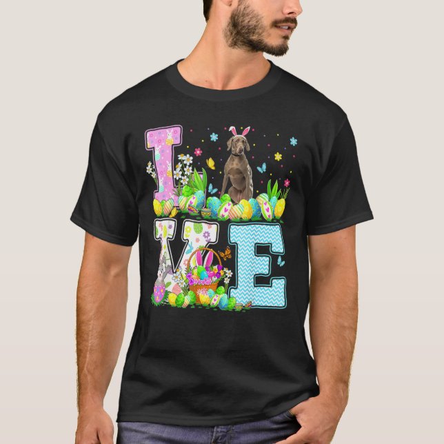 Weimaraner Dog Easter Egg Hunt  Love Weimaraner Ea T-Shirt (Front)