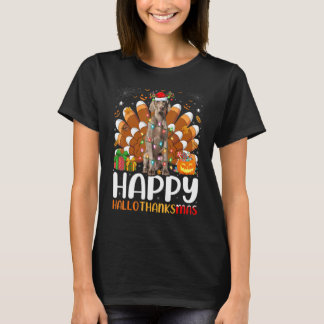 Weimaraner Dog Halloween Christmas Happy Hallothan T-Shirt