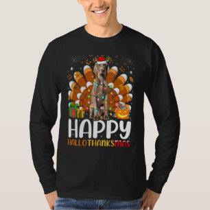 Weimaraner Dog Halloween Christmas Happy Hallothan T-Shirt