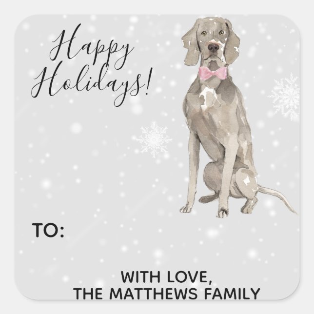 Weimaraner Dog Holiday Gift Tag Stickers (Front)