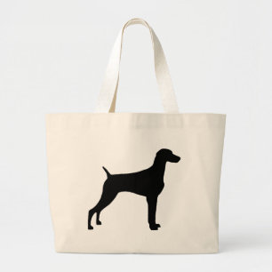Weimaraner Dog (in black) Large Tote Bag