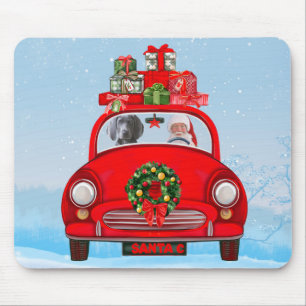 Weimaraner Dog In Car With Santa Claus  Throw Pill Mouse Pad