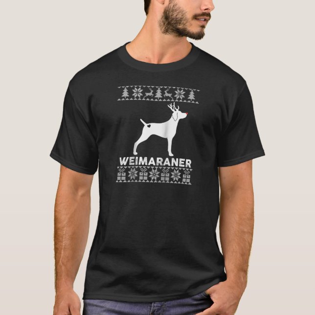 Weimaraner Dog Lover Xmas Reindeer Ugly Christmas  T-Shirt (Front)