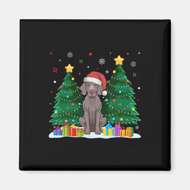 Weimaraner Dog Lovers Santa Hat Ugly Christmas Swe Magnet (Front)