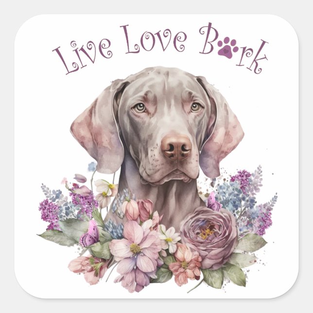 Weimaraner Dog Mum Floral Square Sticker (Front)