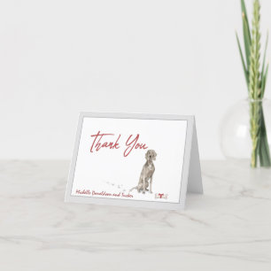 Weimaraner Dog Personalised & Bone Red Ribbon Thank You Card