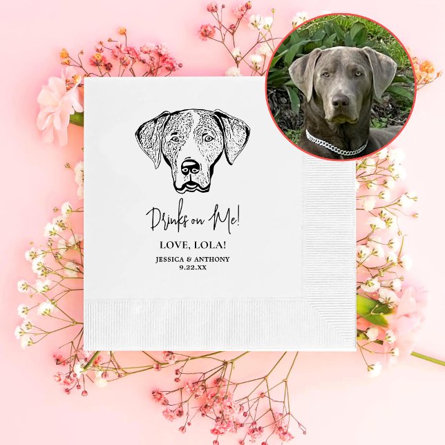 Weimaraner Dog Personalised Drinks on Me Napkin (Creator Uploaded)