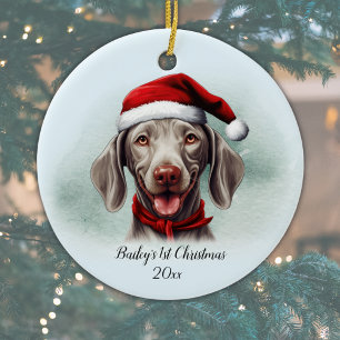 Weimaraner Dog Personalised First Christmas Ceramic Tree Decoration