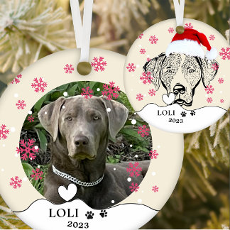 Weimaraner Dog Personalised Hand Drawing Ceramic Tree Decoration