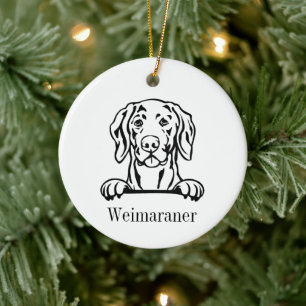 Weimaraner dog personalised pet ornament, Cu Ceram Ceramic Tree Decoration