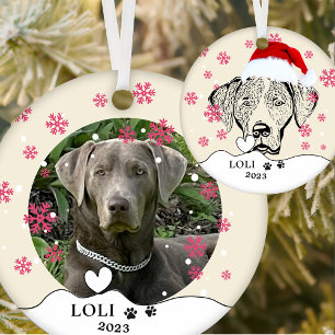 Weimaraner Dog Personalized Hand Drawing Ceramic Tree Decoration