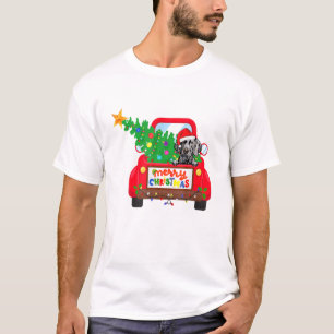 Weimaraner Dog Riding Red Truck Christmas Holiday T-Shirt