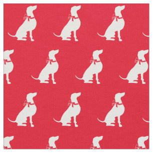 Weimaraner Dog Silhouette Pet Red Fabric