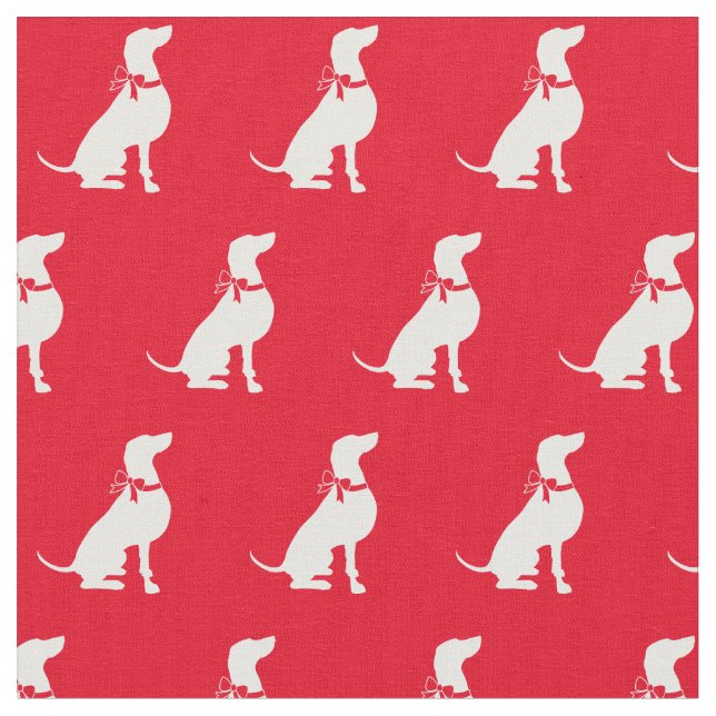 Weimaraner Dog Silhouette Pet Red Fabric (Close Up)