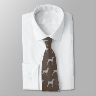 Weimaraner Dog Silhouettes Pattern Brown and Grey Tie