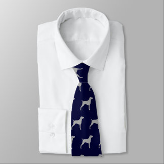 Weimaraner Dog Silhouettes Pattern Midnight Blue Tie