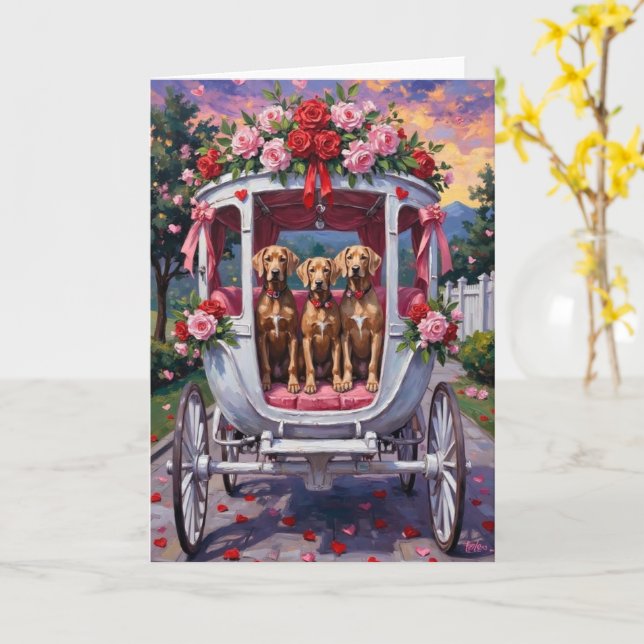 Weimaraner Dog Valentine's Day  Card (Yellow Flower)