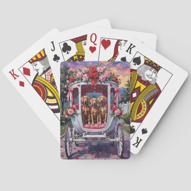 Weimaraner Dog Valentine's Day  Playing Cards (Back)