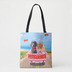 Weimaraner Dog Valentine's Day Truck Hearts Tote Bag