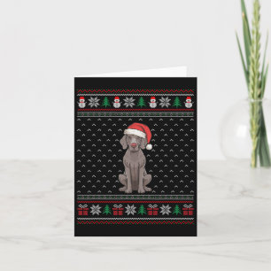Weimaraner Dog Wearing Santa Hat Ugly Xmas Dog Lov Card