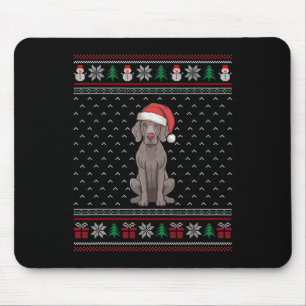 Weimaraner Dog Wearing Santa Hat Ugly Xmas Dog Lov Mouse Pad