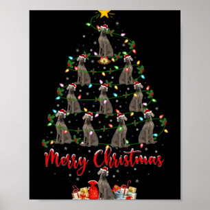 Weimaraner Dog Xmas Lights Santa Weimaraner Christ Poster