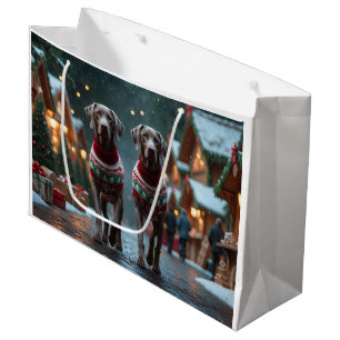 Weimaraner Dogs Christmas Snow Holiday Large Gift Bag