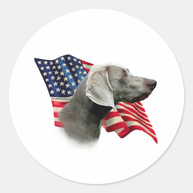Weimaraner Flag Classic Round Sticker (Front)