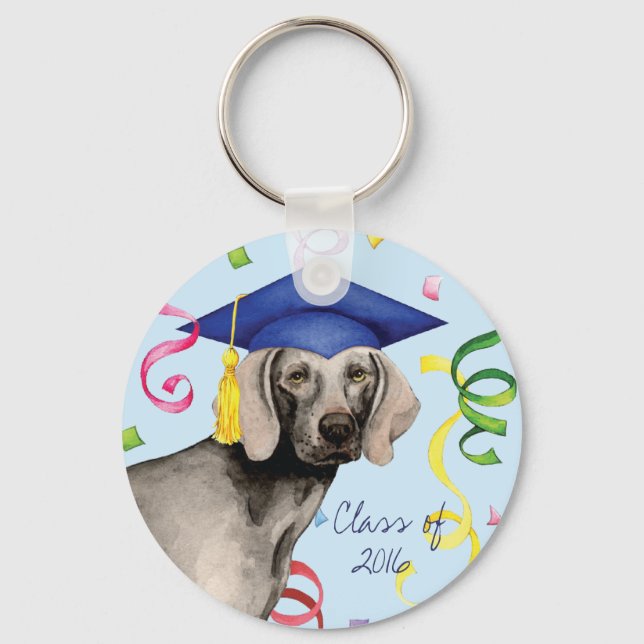 Weimaraner Graduate Key Ring (Front)