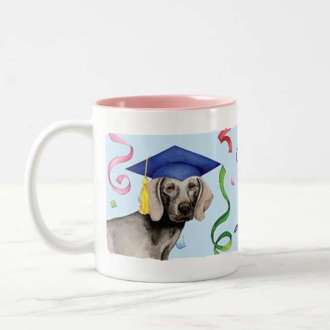 Weimaraner Graduate Two-Tone Coffee Mug (Left)
