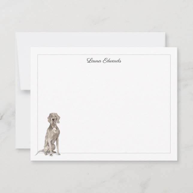 Weimaraner Grey Border Personalised Card (Front)
