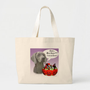 Weimaraner Halloween Candy Large Tote Bag