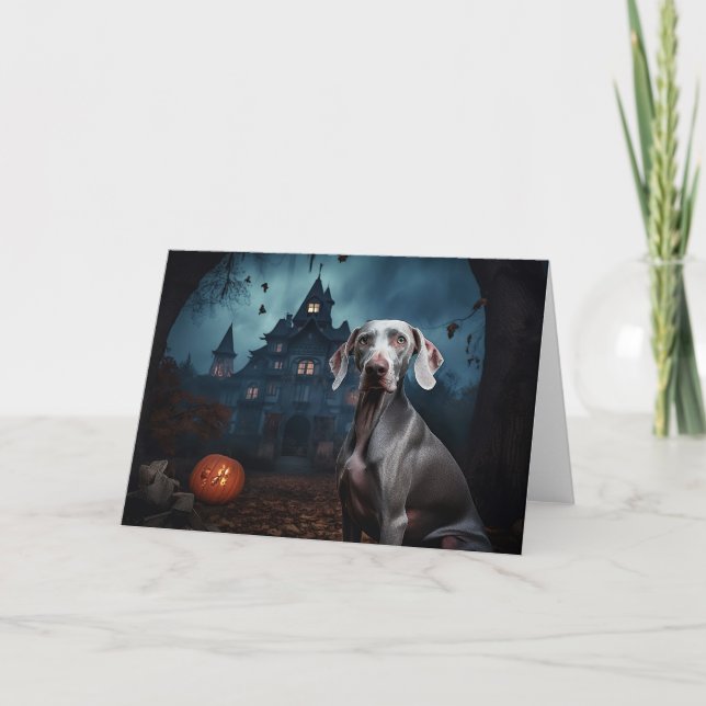 Weimaraner Halloween Scary Card (Front)