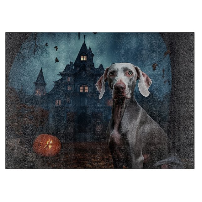 Weimaraner Halloween Scary Cutting Board (Front)