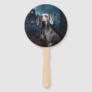 Weimaraner Halloween Scary Hand Fan