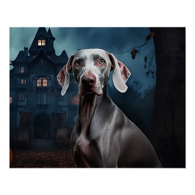 Weimaraner Halloween Scary Poster (Front)