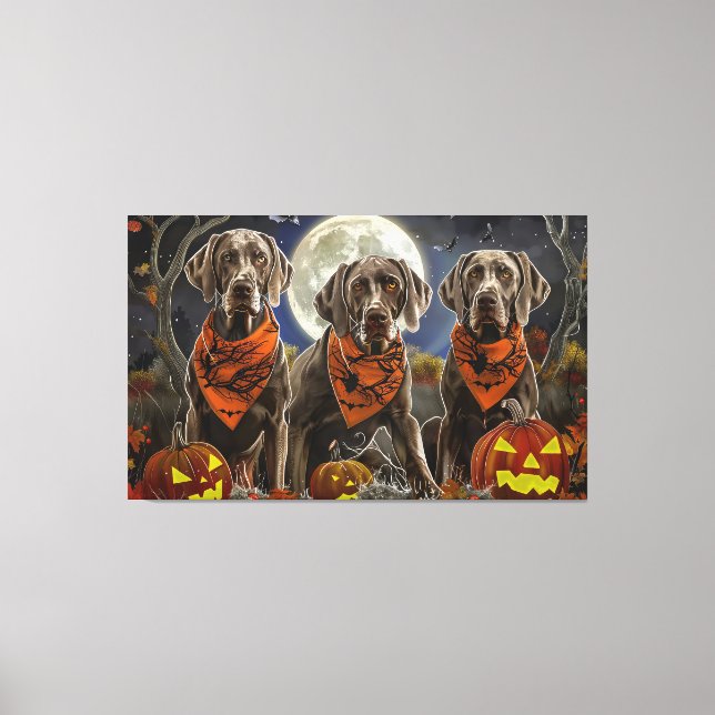 Weimaraner Halloween Spooky  Canvas Print (Front)