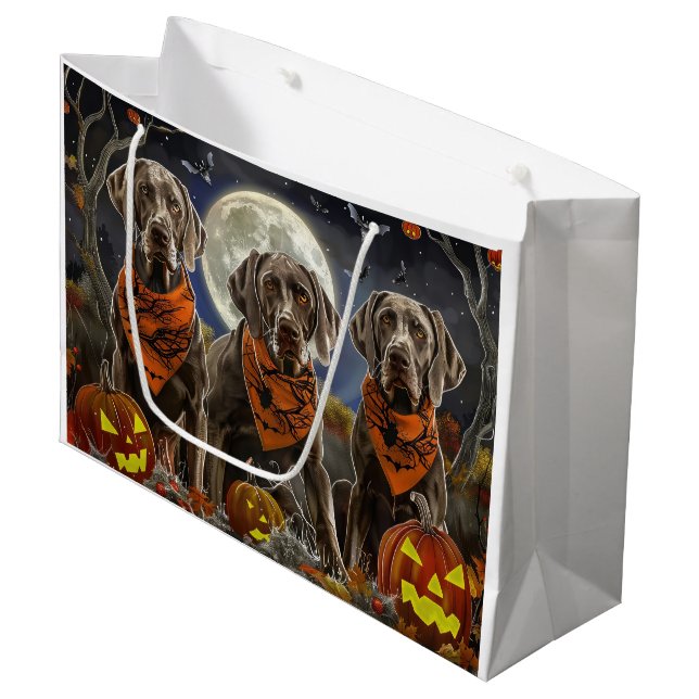 Weimaraner Halloween Spooky  Large Gift Bag (Front Angled)
