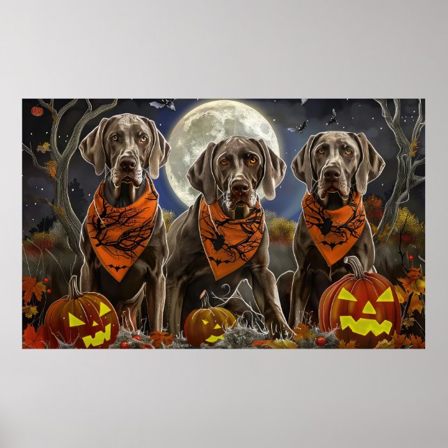 Weimaraner Halloween Spooky  Poster (Front)