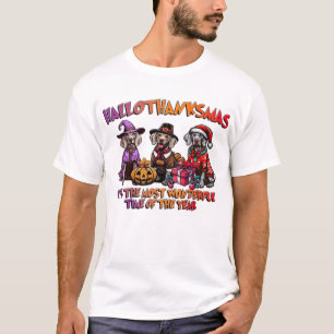 Weimaraner Halloween Thanksgiving Christmas Oversi T-Shirt