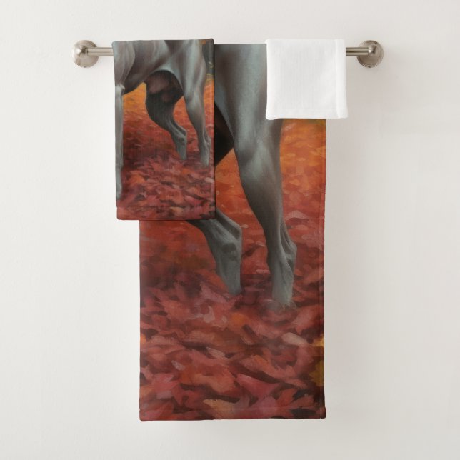 Weimaraner in Autumn Leaves Fall Inspire  Bath Towel Set (Insitu)