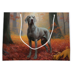 Weimaraner in Autumn Leaves Fall Inspire Large Gift Bag