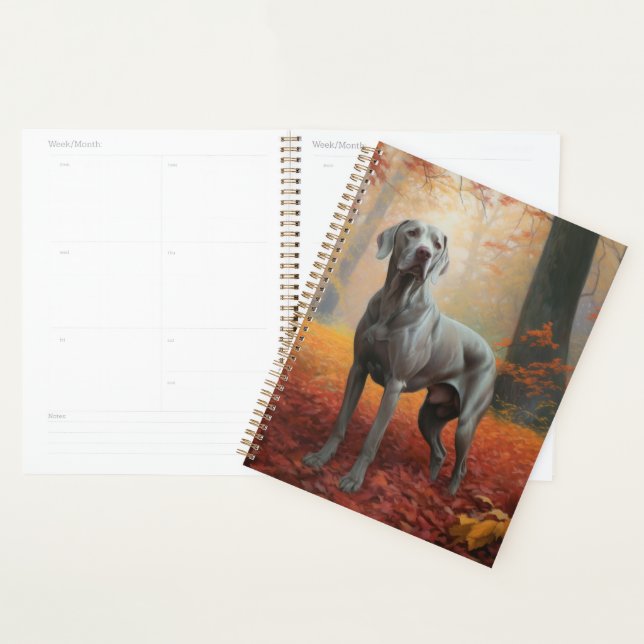 Weimaraner in Autumn Leaves Fall Inspire  Planner (Display)